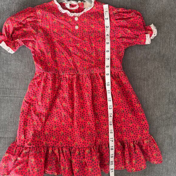 Petite Frocks Group Vintage Strawberry Shortcake Red Floral Dress 1980- No Apron - Picture 5 of 6